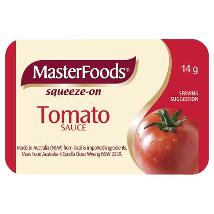 Masterfoods Sauce P/C Tomato Squeeze On 100 X 14g