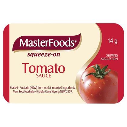 Masterfoods Sauce P/C Tomato Squeeze On 100 X 14g