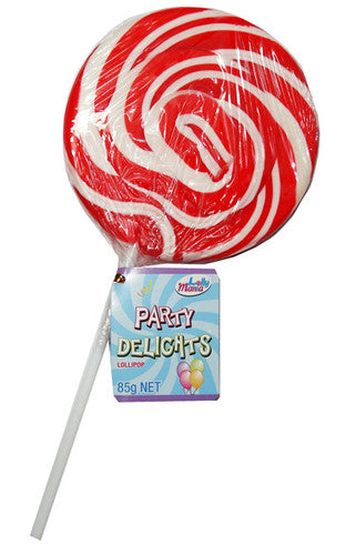 Lolly Mania Party Delights Lollipops - Red - Cherry Flavour (24 x 85g)