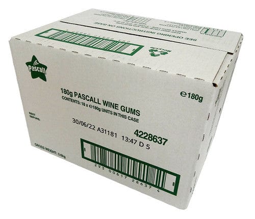 Pascall Wine Gums (180g bag x 18pc box)