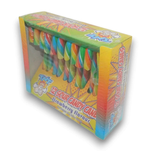 TNT Sour Candy Canes - Strawberry (12 x 12g box) - Best Before - 08/06/25