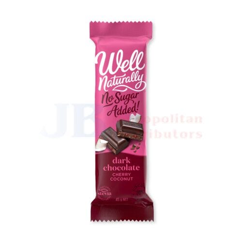 Well Naturally No Sugar Dark Chocolate Cherry Coconut 45g