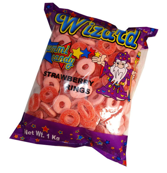 Wizard Strawberry Rings (1kg bag)